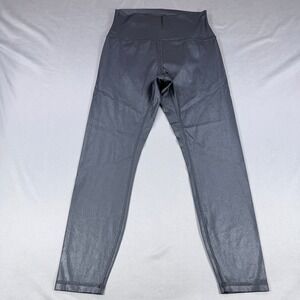 Metallic Charcoal Gray High Rise Athletic Leggings Women Size Small Yoga Pants